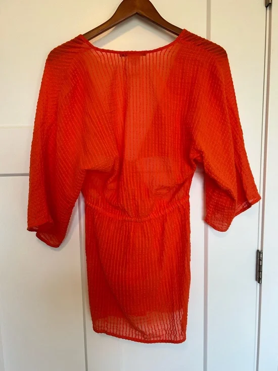 ViX Paula Hermanny Allie Cutout Short Cover-Up - Marigold Orange Small - Picture 6 of 7